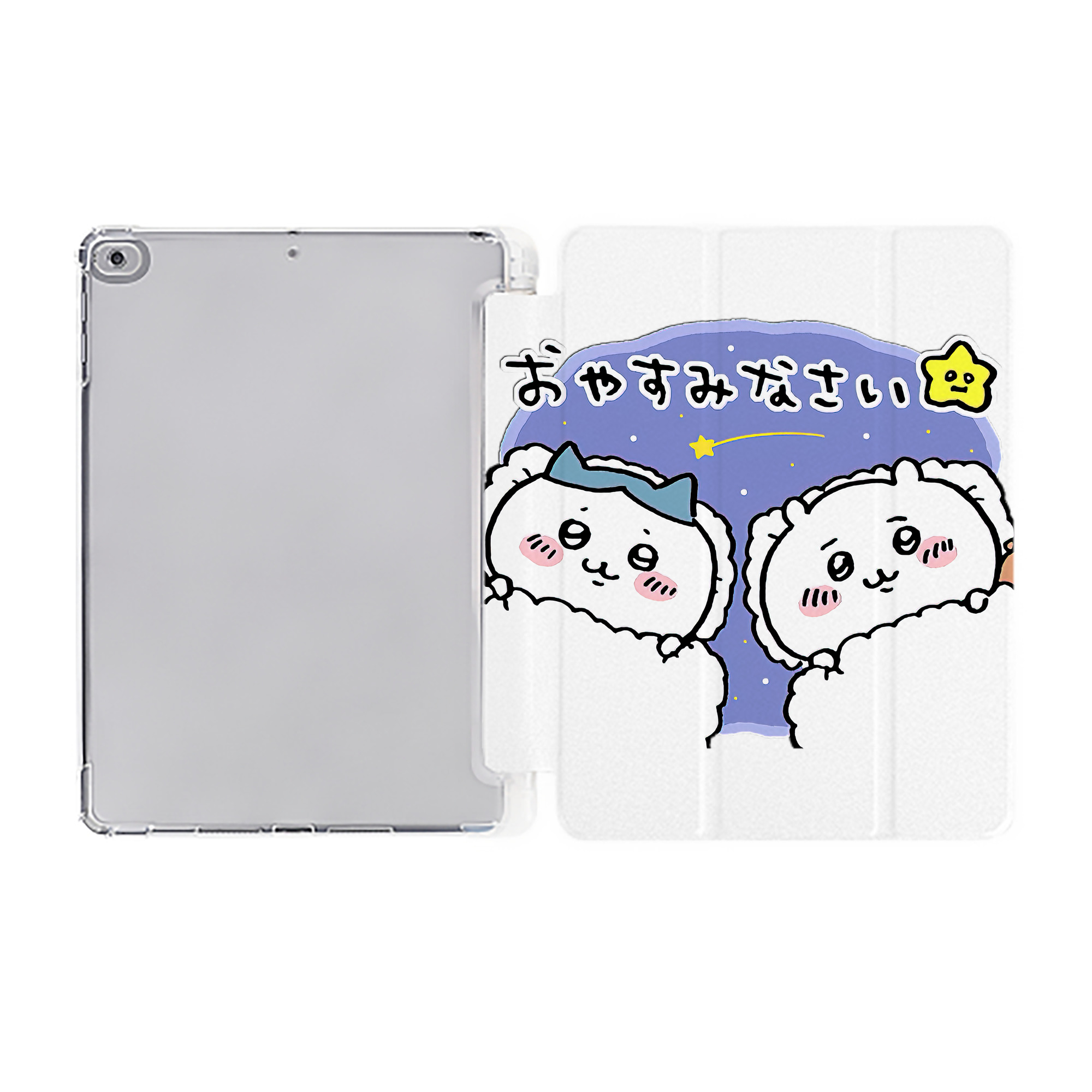（画像用） ちいかわ ハチワレ Chii-kawa hachiware IPad ケース ペン収納付き 三つ折りスタンド PUレザー×シリコン 対応機種9.5/10.5/10.9インチ